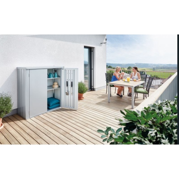 Biohort terasová skriňa Romeo® M strieborná metalická 132X57X140