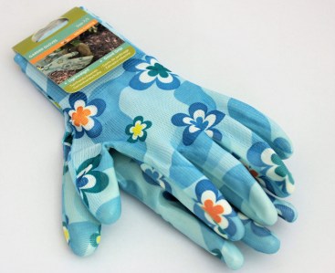 Záhradné rukavice Modré s kvietkami