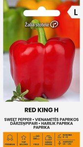 Balenie semien skorej sladkej červenej papriky s veľkými kockovitými plodmi odrody Red King F1 (Capsicum annuum) pre skleníkové pestovanie