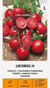 Balenie semien kríčkovej trpasličej paradajky Likobol F1 (Solanum lycopersicum) pre pestovanie pevných tmavočervených plodov