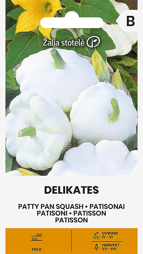 Balenie semien bieleho diskovitého patizónu odrody Delikates (Cucurbita pepo) na jarný výsev