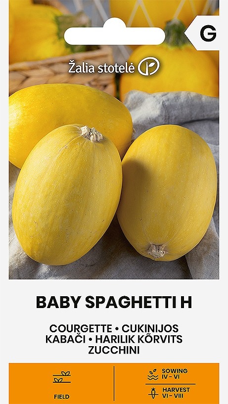 Balenie semien skorej vysoko úrodnej žltej špagetovej tekvice odrody Baby Spaghetti F1 pre pestovanie na otvorenom záhone