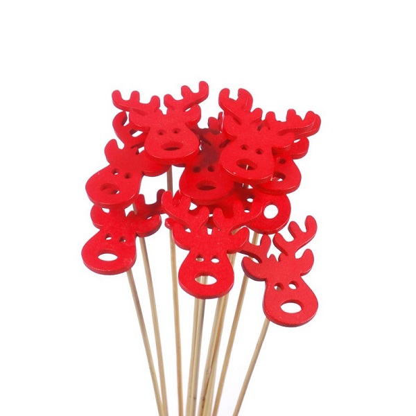 Dekorácia vianočná Sob na prírodnej paličke  1 ks